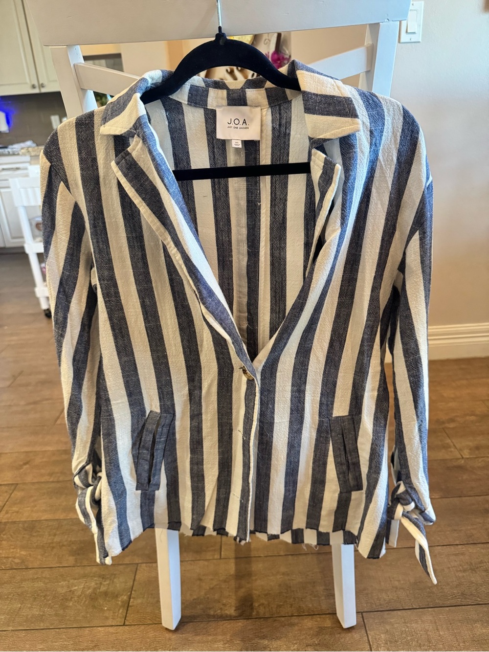 J.O.A. Women's Navy and White Striped Blazer size XS